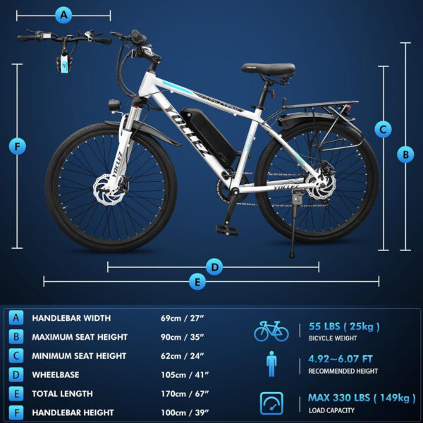 Yocelz Electric Bike for Adults_26" Electric Bicycle_E-bikes Built-in 36V 8Ah/13Ah Removable Li-Ion Battery_2601W - Image 9