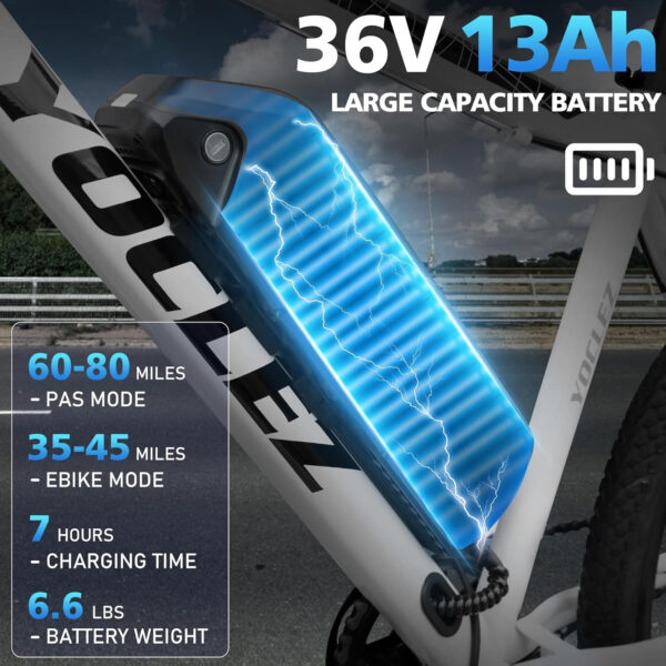 Yocelz Electric Bike for Adults_26" Electric Bicycle_E-bikes Built-in 36V 8Ah/13Ah Removable Li-Ion Battery_2601W - Image 11