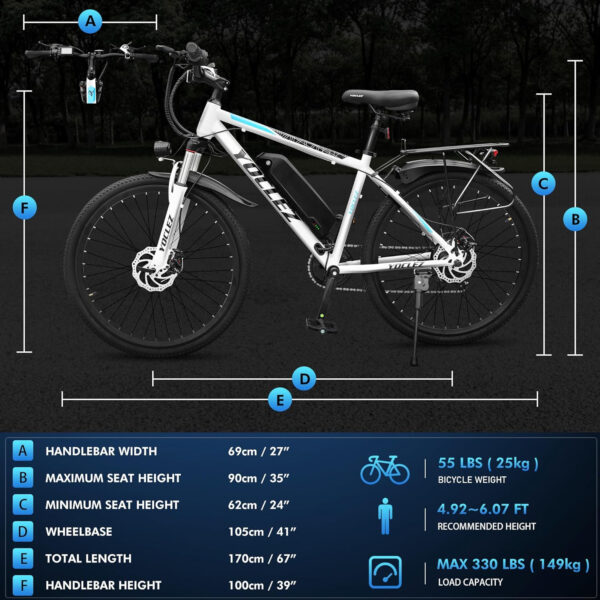 Yocelz Electric Bike for Adults_26" Electric Bicycle_E-bikes Built-in 36V 8Ah/13Ah Removable Li-Ion Battery_2601W - Image 15